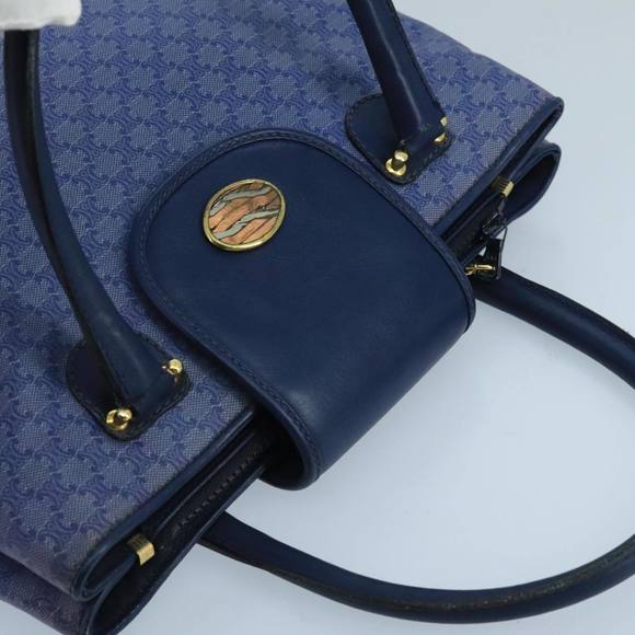 CELINE Macadam Canvas Hand Bag Blue Gold Auth 98298 - Picture 6 of 16